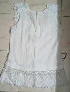 White Lace Trimmed Top