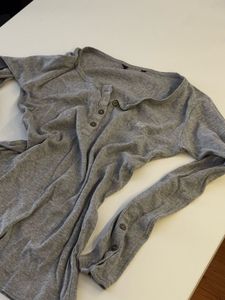 Grey Henley Long Sleeve Top