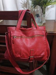 Chic Red Leather Handbag