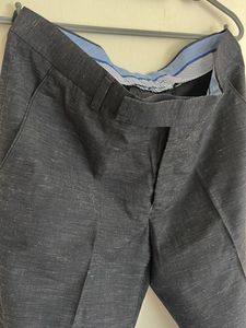 Zara Straight Fit Charcoal Grey Self Design Pants