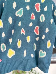Cozy Heart Print Mock Neck Sweater