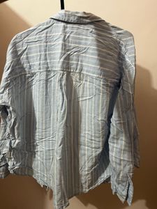 Light Blue Over Sized Striped Button-Up Shirt