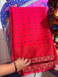 Vibrant Pink Saree with Embellished Border
