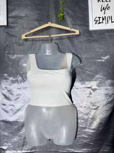 Basic White Square Neck Tank Top