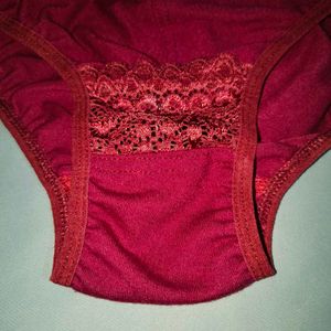 Comfortable Burgundy Briefs with Lace Detail