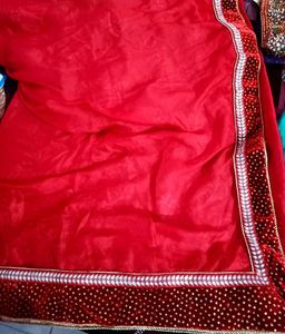 Elegant Red And Golden Saree