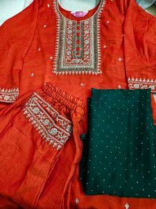 New Rust Orange Kurta Set