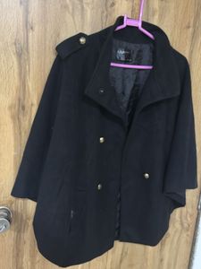 Chic Black Double-Breasted Cape Jacket