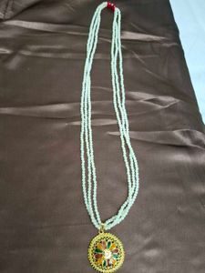 Men's Faux Pearl Necklace with Gold Plated Pendant