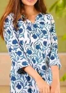 Blue Floral Print Kurta