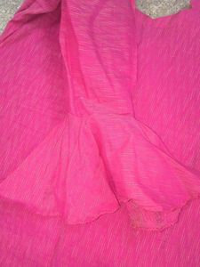 Stiched Silk Vibrant Pink Ruffled sleeves kurta