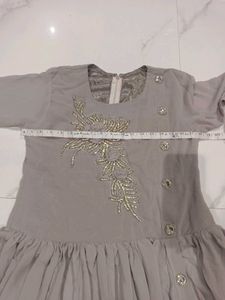 Beautiful grey Festive Dress &amp; Bottom Set