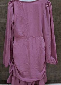 Chic Mauve Ruched Mini Dress