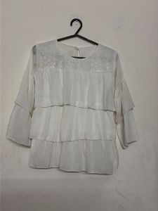 Elegant White Tiered Blouse