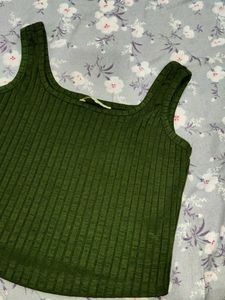 Green Ribbed Tank Top