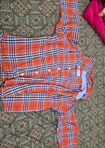 Orange Plaid Button-Up Shirt 2-4 Years Boy