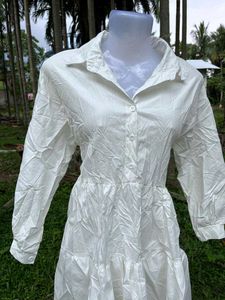 White Tiered Shirt Dress