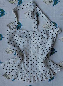 Polka Dot Ruffle Halter Top