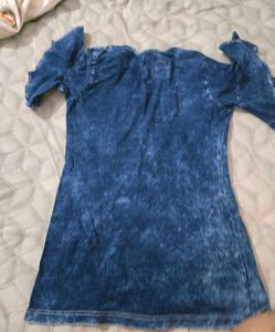 Denim Wash Ruffle Sleeve Dress