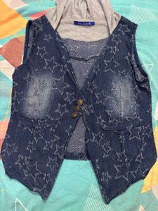 Hooded Denim Vest