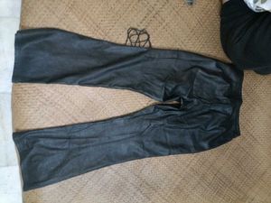 Black Faux Leather Flared Pants