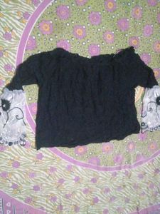 Chic Black Off-Shoulder Bell Sleeve Top