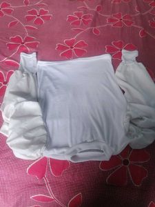 White Puff  Top &amp; Denim combo set