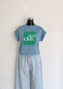 Blue "Awesome" Graphic T-Shirt