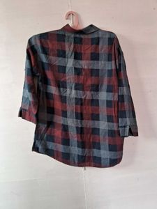Red and Blue Plaid Button-Up Shirt