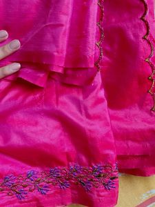 Vibrant Pink Silk Saree with Embroidery
