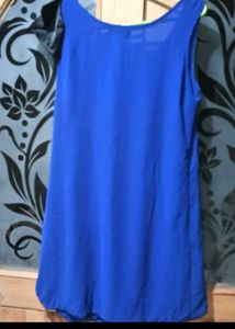 Blue Draped Bow Detail Dress