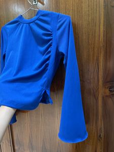 Vibrant Blue Bell Sleeve Top