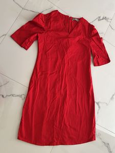V-Neck Red Dress