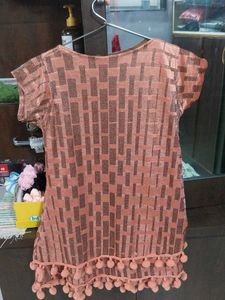 Pink Geometric Print top with Tassels
