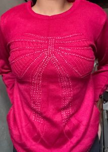 Charming Pink Bow Sweater