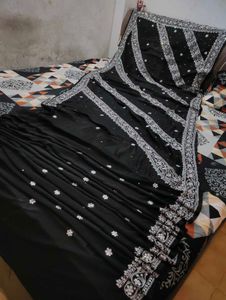 Elegant Black Embroidered Saree