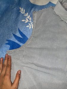 Striped Sleeveless Button-Up Top
