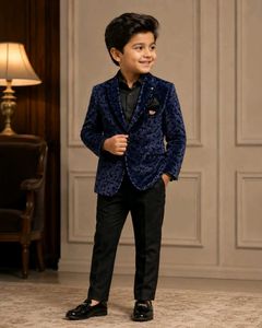 Boys' Royal Blue Velvet Blazer Suit