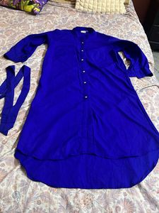 Vibrant Blue Long Kurta with Belt