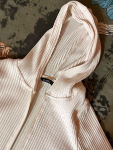Boohoo Ribbed Zip-Up Hoodie