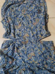 Blue Floral Cut-Out Midi Dress