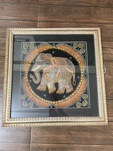 Wood Carved Framed 3D Elephant Art