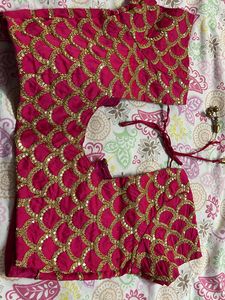 Rani Pink Blouse With Gloden Work