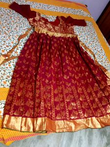 Attractive Red Ethnic Gown