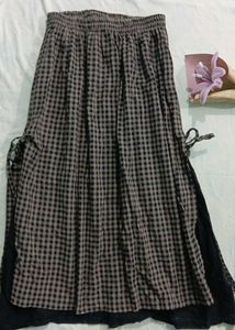Chic Gingham Print Maxi Skirt