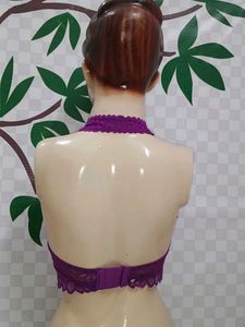 (400)Purple Lace Halter Bralette