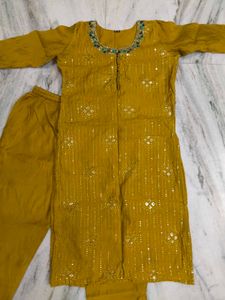 Embellished Mustard Kurta with Pants