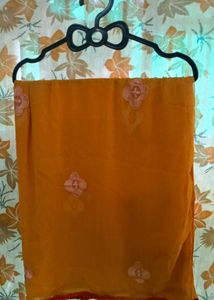 Elegant Orange  Dupatta with Floral Embroidery