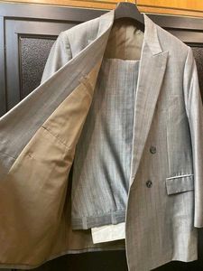 Men's Grey Double-Breasted coat with pant 🧥👖