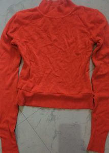 Orange Turtleneck Long Sleeve Top